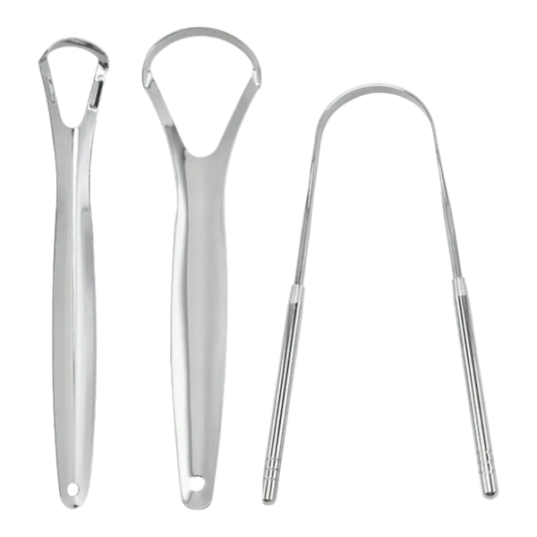 3Pcs Premium Stainless-Steel Tongue Scraper - Silver