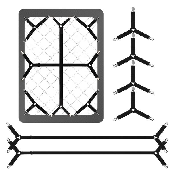 6-Piece Sheet Fasteners, Adjustable Sheet Clips for Full-Size Beds