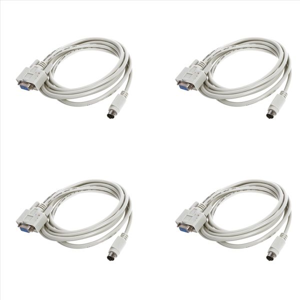 4X DB9P to 8P Mini Din RS232 Download Cable White 8 2 Ft for PLC DVP-EH