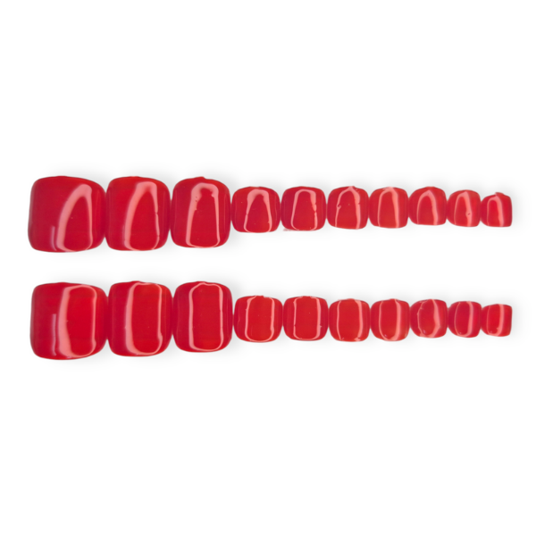 Luxury Press-On Toe Nails - Red Set - 20 Piece