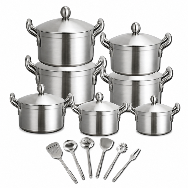 20PCS Premium Aluminum Cooking Pot Set with Kitchen Utensils