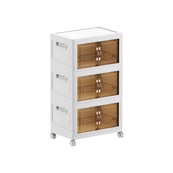 3-Layer Multi-Fuctional Stackable Cabinet Storage Box With Wheels