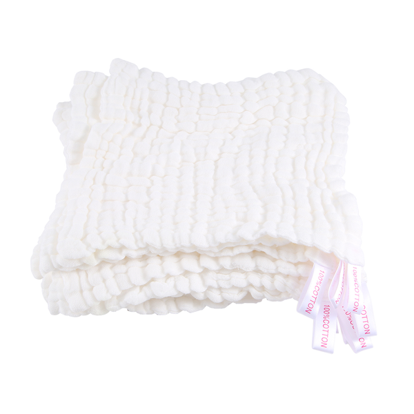 Baby Muslin Bath Towels, 10 Pack Cotton Baby Face Towel,White