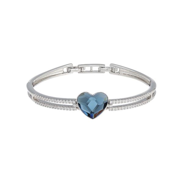 XP Heart Swarovski Embellished Crystal Bangle - Blue