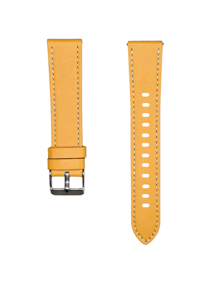 Faux Leather Strap Compatible With Samsung Galaxy Watch 4/5/6/7/7FE-Yellow