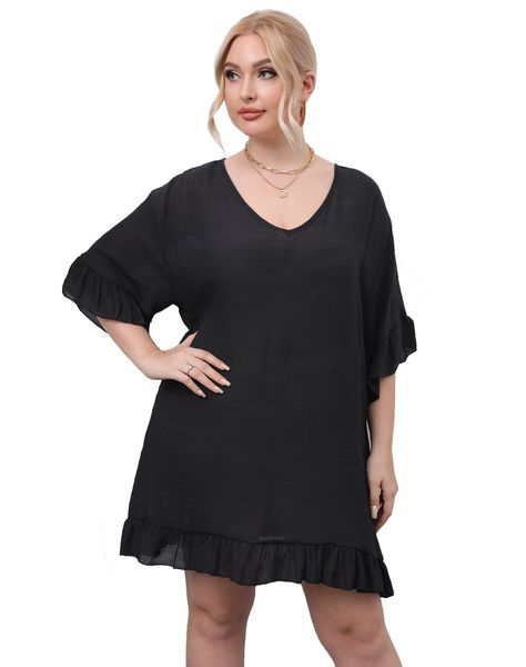 Women Plus Size Swimsuit Coverup Beach Dress Bikini Coverup Loose Top