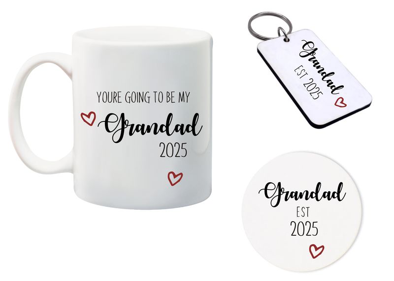 Your's going to be my Grandad Mug, Glass Coaster&amp;keyring gift Combo
