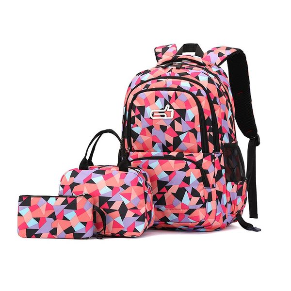 The Clip - Backpack 3 Pieces set Geometric Prints Waterproof schoolbag