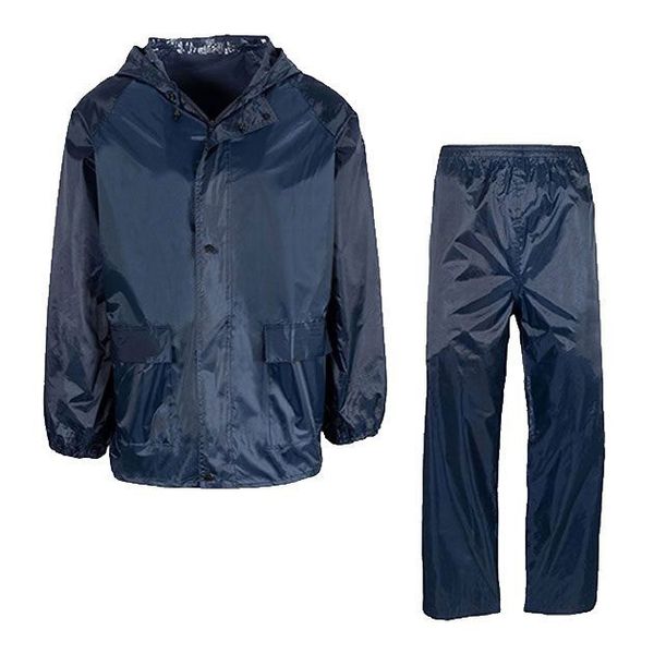 Dromex 2 Piece Rubberised Rain Suit - Navy Blue - 2XL