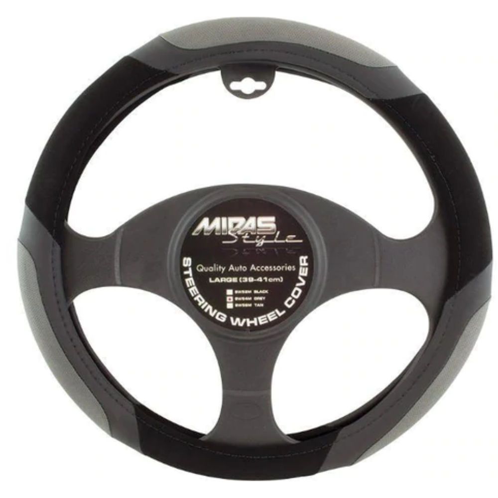 Auto Gear Steering Wheel Cover Large Grey & Black Shop Today