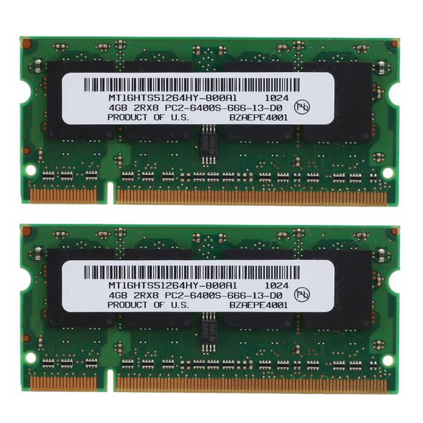 2 Pcs Ddr2 4Gb Laptop Ram 800Mhz Pc2 Sodimm 2Rx8 200 Pins for Intel
