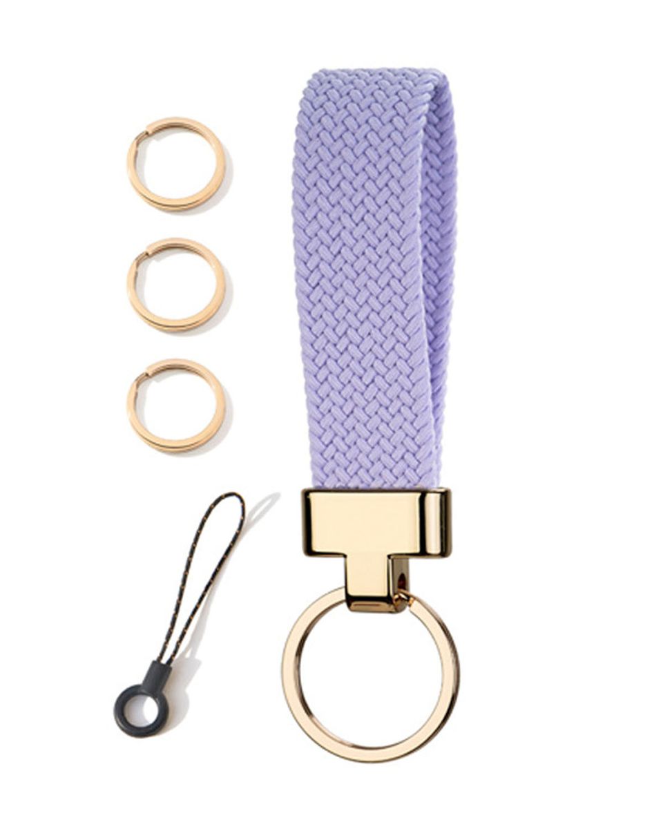 Stretchy Wristlet Keychain,Woven Wrist Lanyard for Car Keys with 3 Keyrings