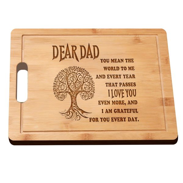 Dad Cutting Board Laser Engraved with Handle Bamboo Birthday Gifts for Men