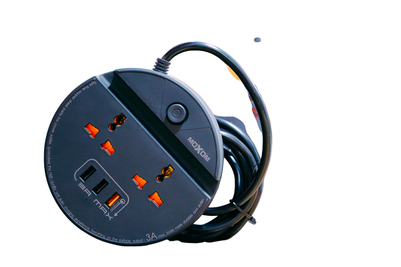 3-in-1 Multi-Plug Power Socket with USB Ports &amp; Mobile Stand - 2500W, 1.5m