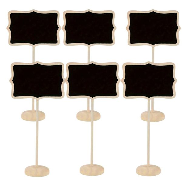 6 Pack - Mini Wooden Chalkboard Signs - Wood