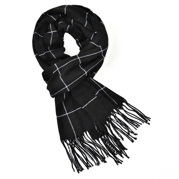Fashion black plaid imitation cashmere autumn and winter men's warm scarf