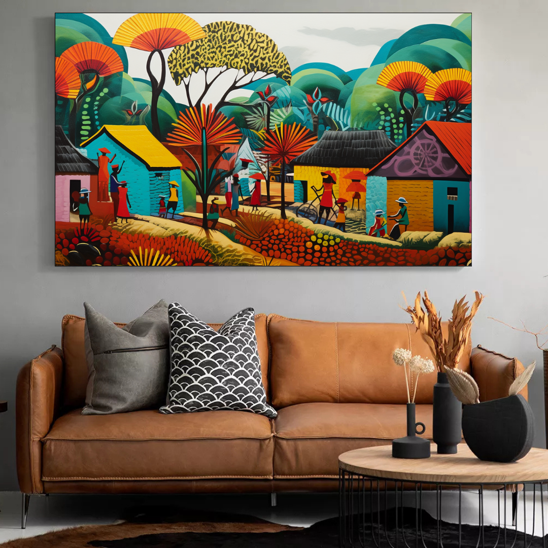 Canvas Wall Art - Vibrant Village Abstract - HD0245 | Shop Today. Get ...