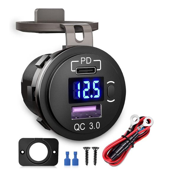Car Dual USB Charger Quick Charge QC 3.0 &amp; PD USB Charger Socket