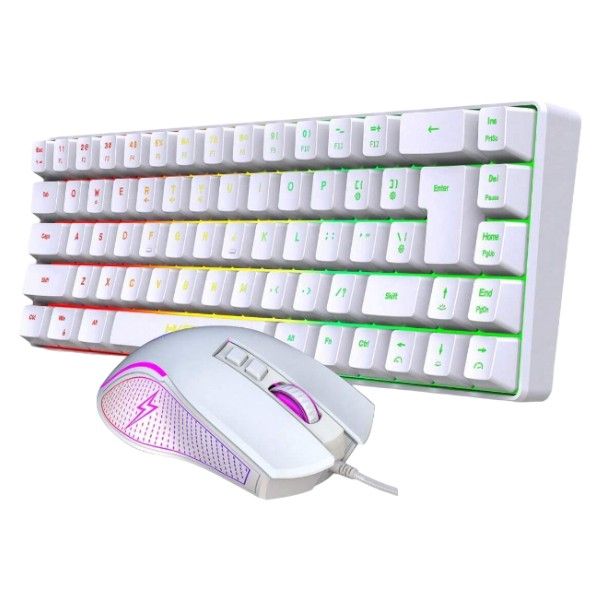 HXSJ - Wired Keyboard &amp; Mouse With RGB Backlighting - White