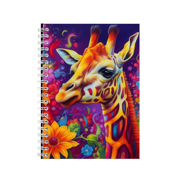 Giraffe With Gerbera Daisies Neon Notebook Gift Idea A4 Notepad Pad 73
