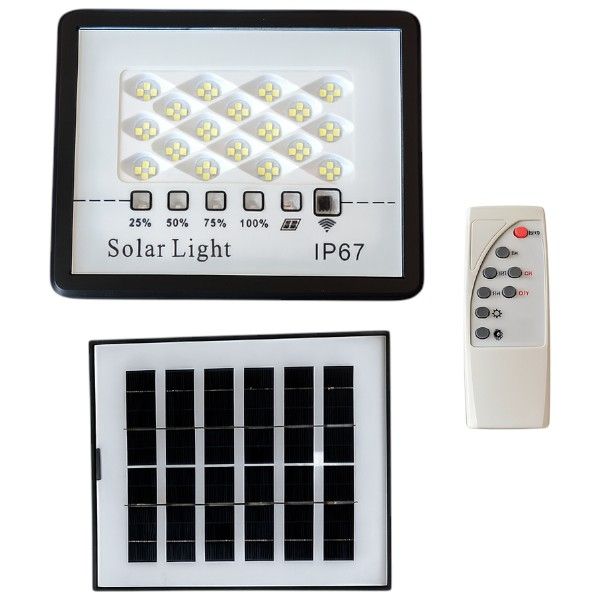 50W - IP67 Solar-Powered Light With Remote Control - Black