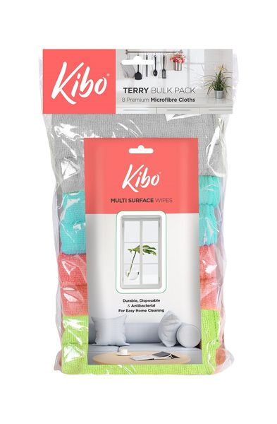 Kibo Terry Bulk Pack - 8 Premium Microfibre Cloths