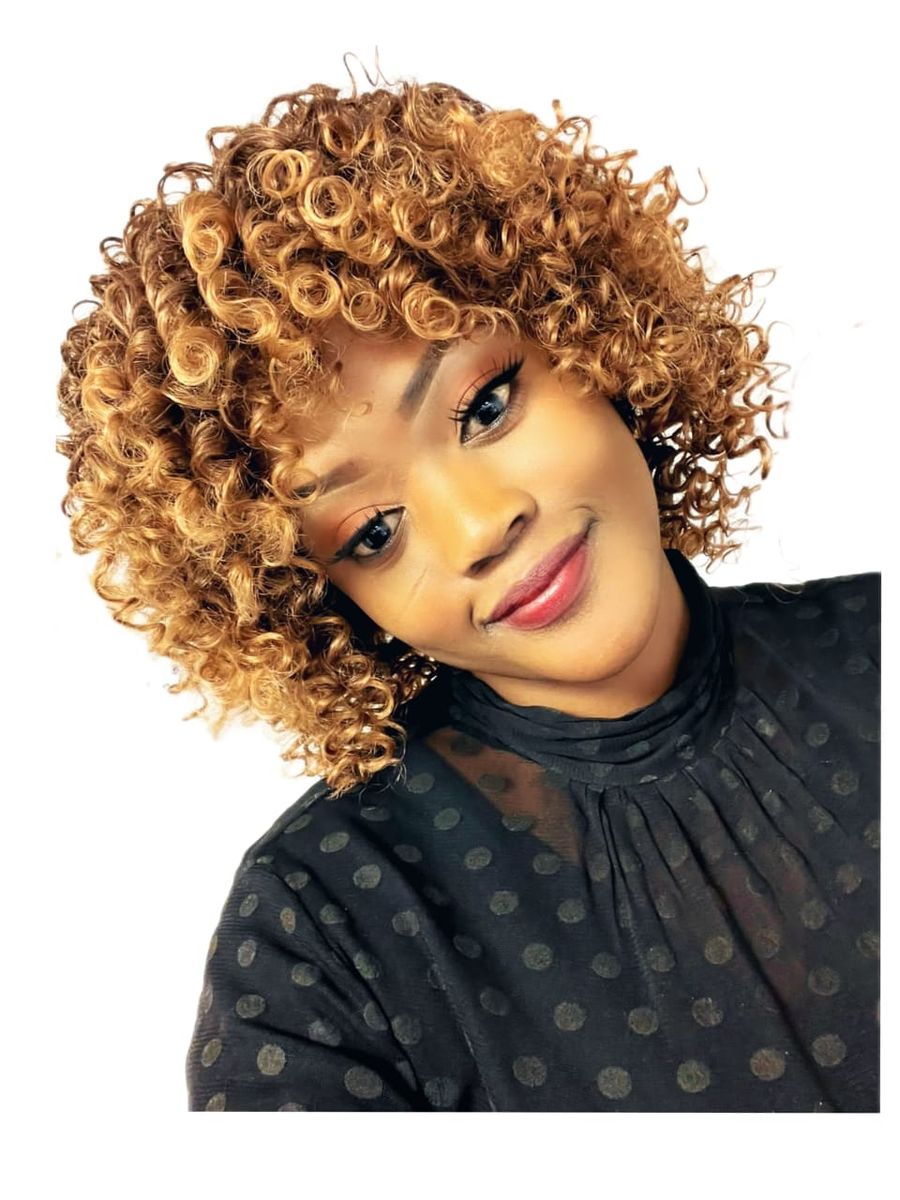 Synthetic 14? Blonde Curls with Fringe Wig Buy Online in South Africa