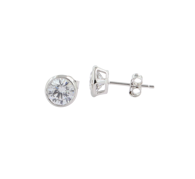 Art Jewellers 925 Sterling Silver 6mm C.Z Stud Earrings