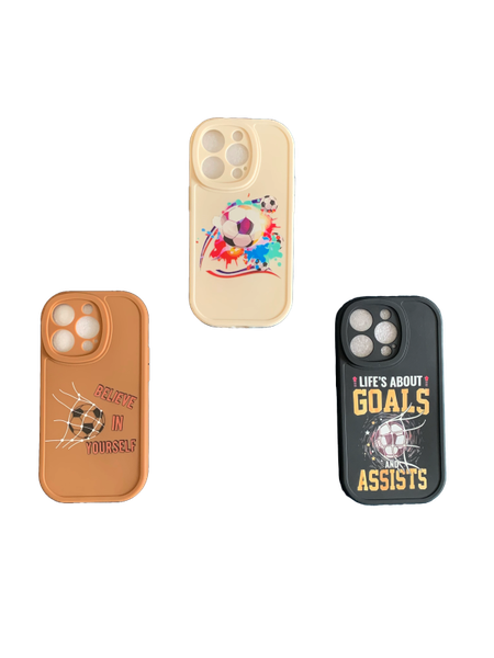 Soccer Pattern Camera Lens Protection Phone Cover for iPhone - 3 Piece