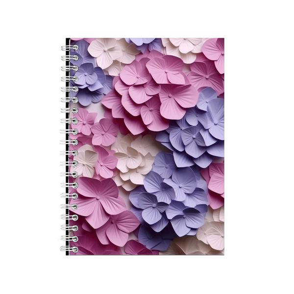 Purple Pink White Hydrangea Flowers Notebook Gift Idea A4 Notepad Pad 104