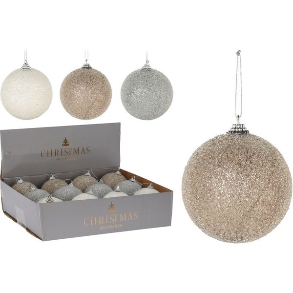 80mm Beaded Christmas Ball Decoration - Champagne