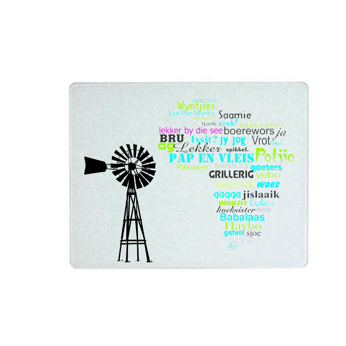 Afrikaanse Woorde Large Glass Printed Cutting Board Shop Today. Get