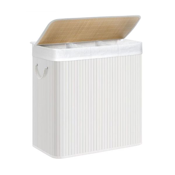 Songmics Triple Compartment Laundry Basket with Lid