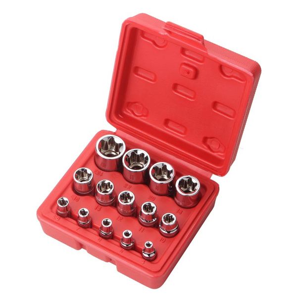 14-Piece E-Type Socket Wrench Set &amp; Durable Hex Torx Socket Bits
