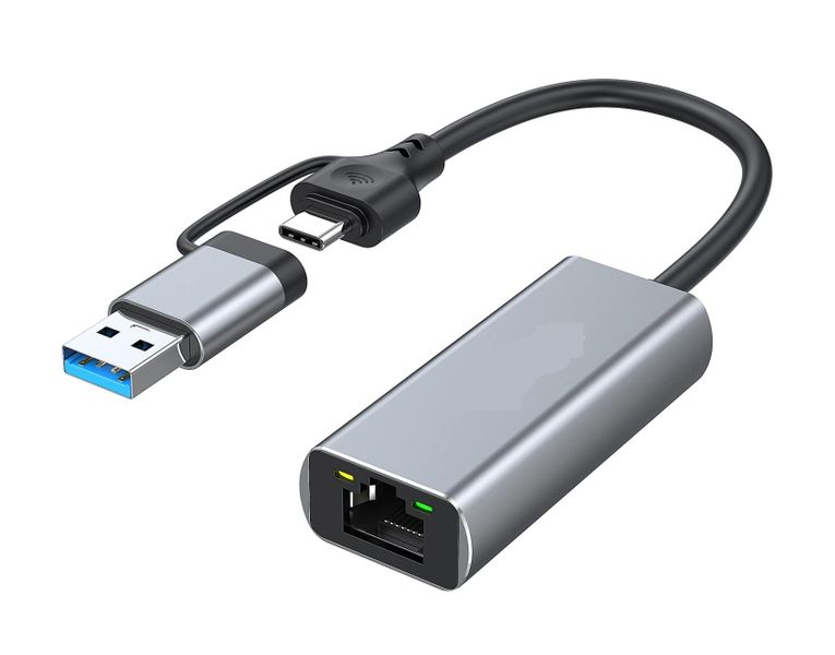 2 in 1 USB-C/ USB3.0 to RJ45 Gigabit LAN Ethernet Adapter HB26