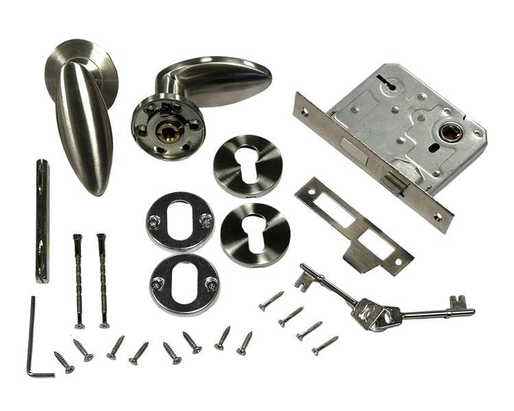 Stainless Steel Leaf Shape Lever Handle &amp; 3 Lever Lock &amp; Keys Combo 2