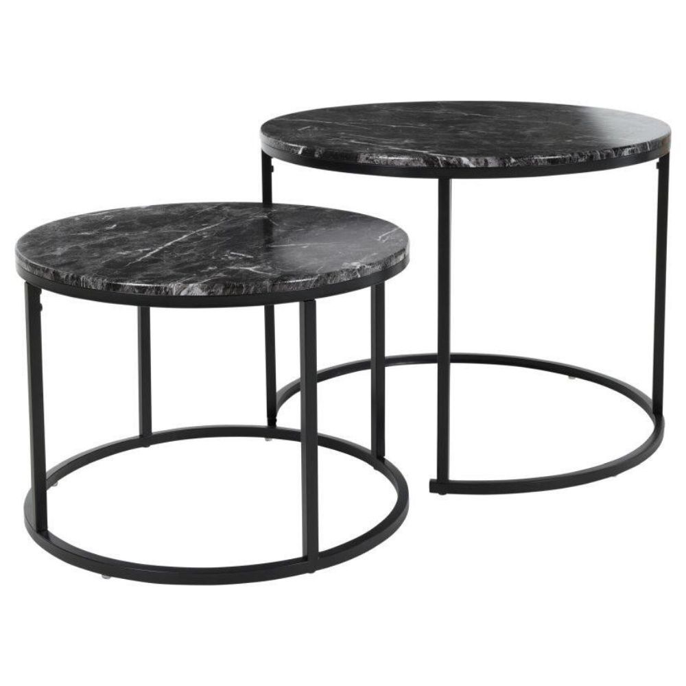 H&S Two Metal Side Tables with MDF Melamine Top Black Buy Online in South Africa