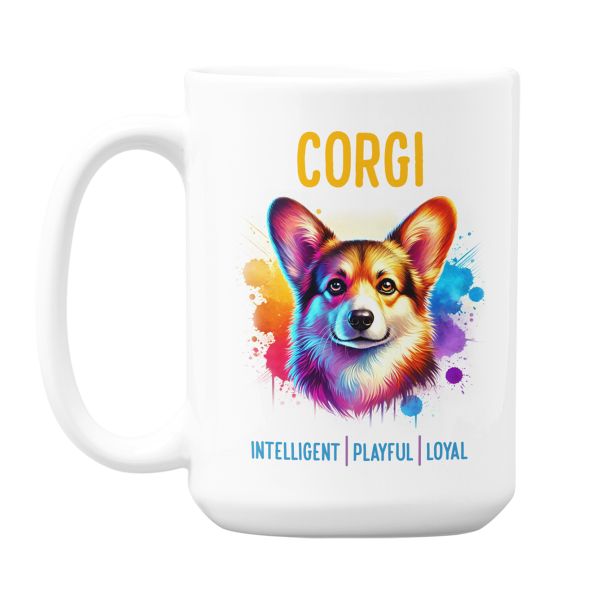 Jumbo Corgi Dog Mug - 440ml Watercolour Style Mug for Dog Lovers