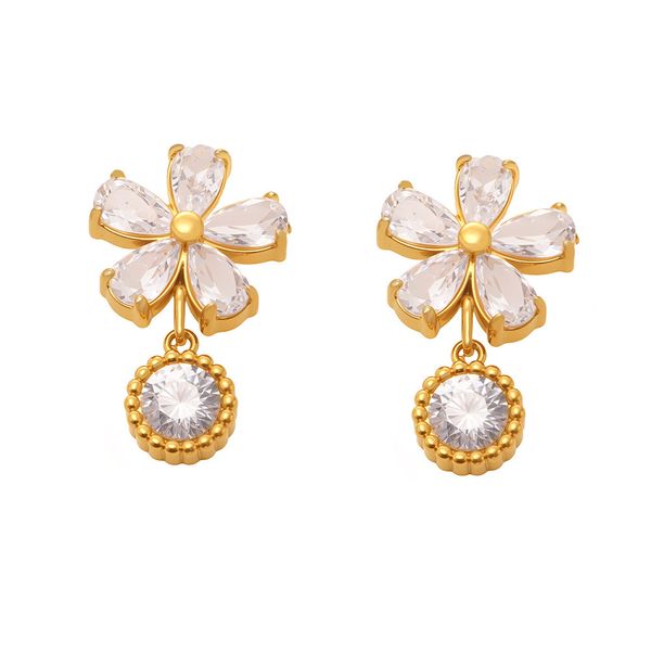 Ethereal Zirconia Flower Earrings - Luxury Ins Style Studs
