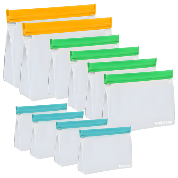 Redisson Reusable Food Storage Bag 10 Piece Silicone Ziplock Sandwich Bag