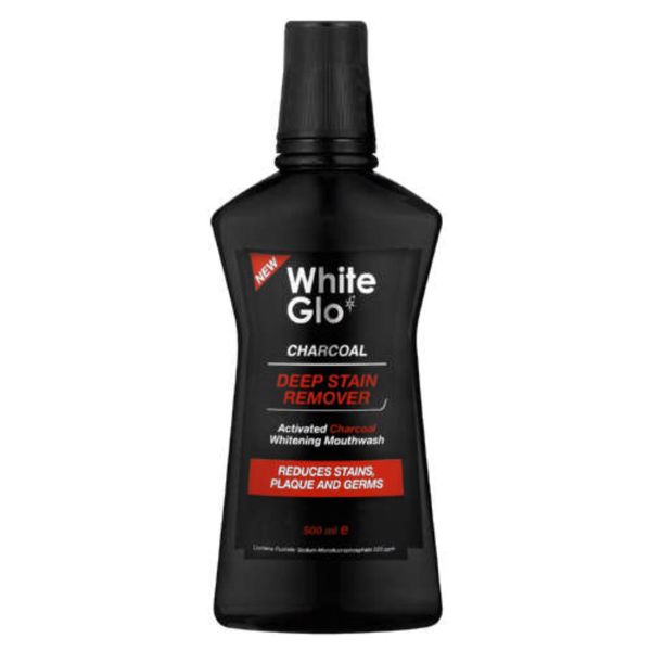 White Glo Oral Care Charcoal Stain Remover Mouthwash 500ml