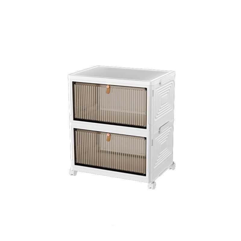 2-Layer Multi-Fuctional Stackable Cabinet Storage Box With Wheels