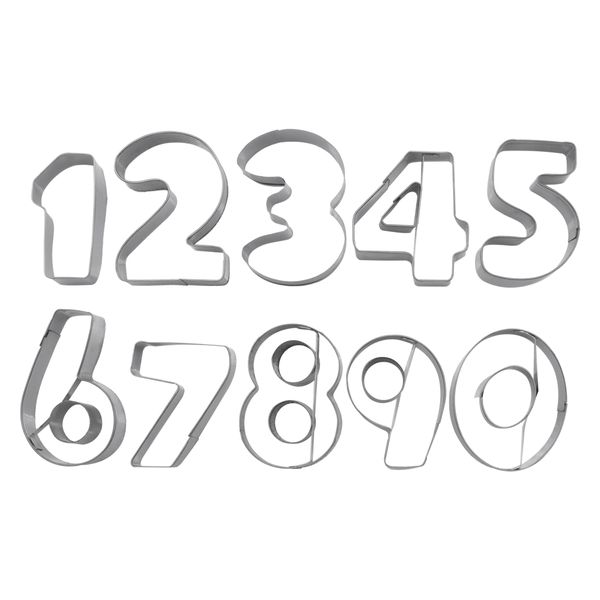 Regent Bakeware Cookie Cutter Numbers S/S 10 Piece Set, (150X100X20Mm)