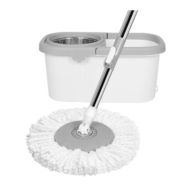Microfiber Mop and Bucket Set - 360 Spin Mop with Dual-Chamber Bucket