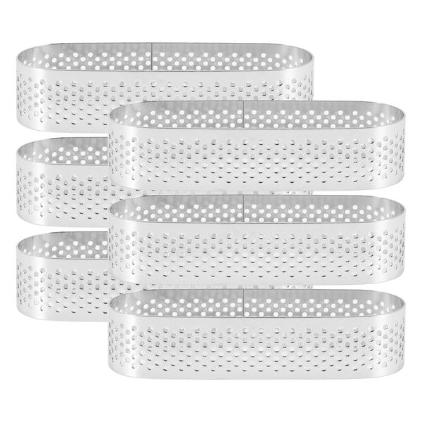 6 Pcs Oval French Dessert Mousse Fruit Pie Tart Ring Quiche Cake Mold