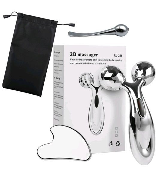 Stainless Steel Gua Sha &amp; Facial Roller &amp; Eye Massage Stick Set