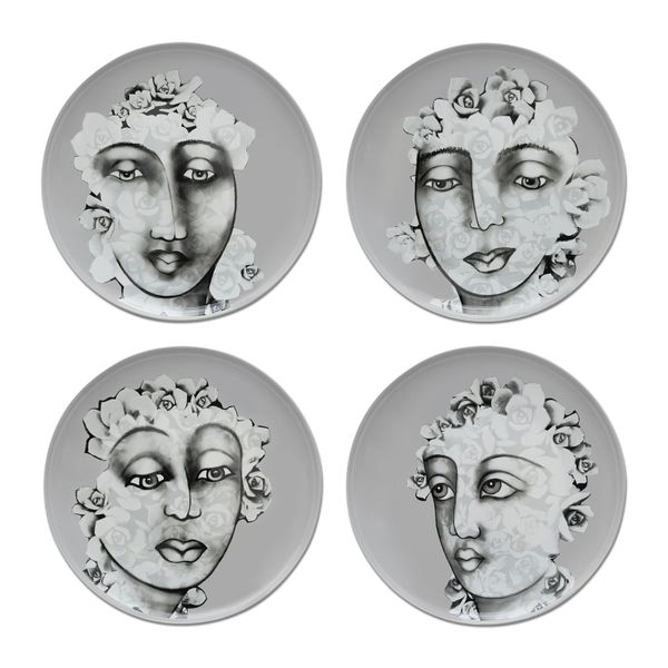 Carrol Boyes Dinnerware Plate Set of 4- Succulent Faces