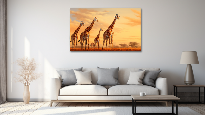 Canvas Wall Art - Giraffe Family in Profile - MT0272