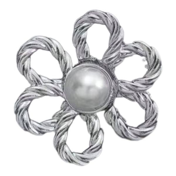 Elegant Silver Six-Petal Waist Buckle Button Size Adjuster