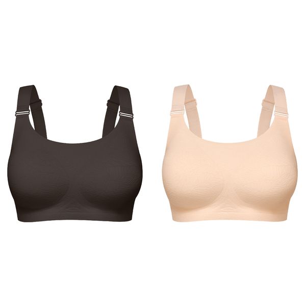 Seamless Wirefree Full Coverage Bra with Jacquard Fabric - Pack of 2